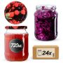 Słoiki na przetwory Jukka 720ml 24szt 82mm + wieczka "Owoce leśne"
