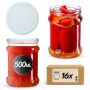 Słoiki na przetwory Kisko 500ml 16szt 82mm + wieczka białe