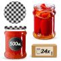 Słoiki na przetwory Kisko 500ml 24szt 82mm + wieczka "Czarna Krata"