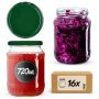 Słoiki na przetwory Jukka 720ml 16szt 82mm + wieczka zielone