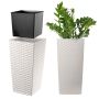 Donica z wkładem rattan Pesaro 25 cm, kremowa