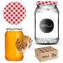 Szklany słój Lierde 900ml 82mm 8 szt. + wieczka "Czerwona krata"