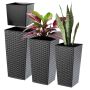 Zestaw 3 donic na kwiaty z wkładem Pesaro rattan 30, 35, 40 cm grafit