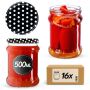 Słoiki na przetwory Kisko 500ml 16szt 82mm + wieczka "Groszek czarny"