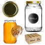 Szklany słój Lierde 900ml 82mm 8 szt. + wieczka złote