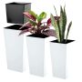 Donice na kwiaty z wkładem Masiera 25 cm + 30 cm + 35 cm, białe