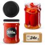 Słoiki na przetwory Kisko 500ml 24szt 82mm + wieczka "Czarny mat"