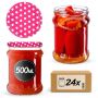 Słoiki na przetwory Kisko 500ml 24szt 82mm + wieczka "Groszek różowy"