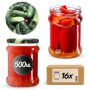 Słoiki na przetwory Kisko 500ml 16szt 82mm + wieczka "Ogórki"