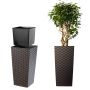 Donica na kwiaty z wkładem Pesaro rattan 40 cm, mokka