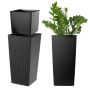 Donica na kwiaty z wkładem rattan Pesaro 25 cm, czarna