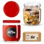 Słoiki na przetwory Salla 425ml 6szt 82mm + wieczka czerwone