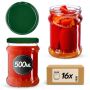 Słoiki na przetwory Kisko 500ml 16szt 82mm + wieczka zielone