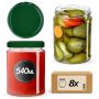 Słoiki na przetwory Maki 540ml 8szt 82mm + wieczka zielone