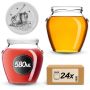 Słoiki na przetwory Sassa 580ml 24szt 82mm + wieczka "Słój z miodem"
