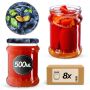 Słoiki na przetwory Kisko 500ml 8szt 82mm + wieczka "Śliwki"
