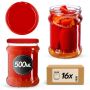 Słoiki na przetwory Kisko 500ml 16szt 82mm + wieczka czerwone