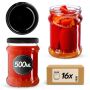 Słoiki na przetwory Kisko 500ml 16szt 82mm + wieczka czarne