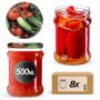 Słoiki na przetwory Kisko 500ml 8szt 82mm + wieczka "Warzywa"