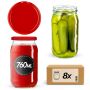 Słoiki na przetwory Niva 760ml 8szt 82mm + wieczka czerwone