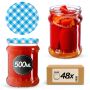 Słoiki na przetwory Kisko 500ml 48szt 82mm + wieczka "Niebieska Krata"