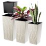 Donice na kwiaty z wkładem Pesaro rattan 19 cm + 25 cm + 30 cm, kremowe