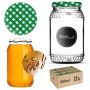 Szklany słój Lierde 900ml 82mm 8 szt. + wieczka "Zielona krata"