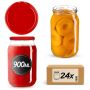 Słoiki na przetwory Simo 900ml 24szt 82mm + wieczka czerwone