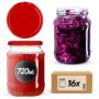 Słoiki na przetwory Jukka 720ml 16szt 82mm + wieczka czerwone