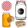 Szklany słój Lierde 900ml 82mm 48 szt. + wieczka "Czerwona krata"