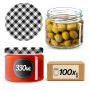 Słoiki na przetwory Sonka 330ml 100szt 82mm + wieczka "Czarna Krata"
