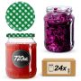 Słoiki na przetwory Jukka 720ml 24szt 82mm + wieczka "Zielona krata"