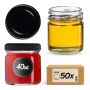 Słoiki na przetwory Halli 40ml 50szt 43mm + wieczka czarne