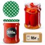 Słoiki na przetwory Kisko 500ml 16szt 82mm + wieczka "Zielona Krata"