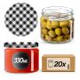 Słoiki na przetwory Sonka 330ml 20szt 82mm + wieczka "Czarna Krata"