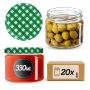Słoiki na przetwory Sonka 330ml 20szt 82mm + wieczka "Zielona Krata"