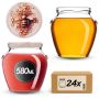 Słoiki na przetwory Sassa 580ml 24szt 82mm + wieczka "Pszczoła z plastrem"