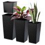 Donice na kwiaty z wkładem Pesaro rattan 25 cm + 30 cm + 35 cm, czarne