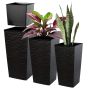 Donice na kwiaty z wkładem Tuluza dłuto 19 cm + 25 cm + 30 cm, czarne