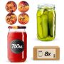 Słoiki na przetwory Niva 760ml fi82mm 8szt + wieczko Zestaw miodowy