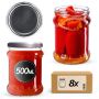 Słoiki na przetwory Kisko 500ml 8szt 82mm + wieczka srebrne