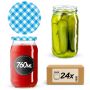 Słoiki na przetwory Niva 760ml 24szt 82mm + wieczka "Niebieska Krata"