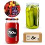 Słoiki na przetwory Niva 760ml 8szt 82mm + wieczka "Mix owoców"