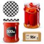 Słoiki na przetwory Kisko 500ml 16szt 82mm + wieczka "Czarna Krata"
