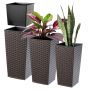 Donice na kwiaty z wkładem Pesaro rattan 19 cm + 25 cm + 30 cm, mokka
