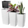 Donice na kwiaty wkładem Tuluza dłuto 19 cm + 25 cm + 30 cm, białe