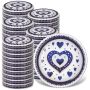 Metalowe wieczka do słoików Valsta 50szt fi 66mm "Niebieskie serca"