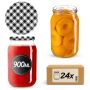 Słoiki na przetwory Simo 900ml 24szt 82mm + wieczka "Czarna Krata"