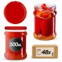 Słoiki na przetwory Kisko 500ml 48szt 82mm + wieczka czerwone