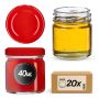 Słoiki na przetwory Halli 40ml 20szt 43mm + wieczka czerwone